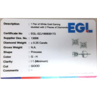 GND 14K White Gold Round Diamond Supreme Solitaire Earrings - 0.25 Carat Total Diamond Weight