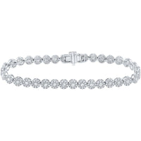 GND 14K White Gold Round Diamond Tennis Bracelet - 3 Carat Total Diamond Weight