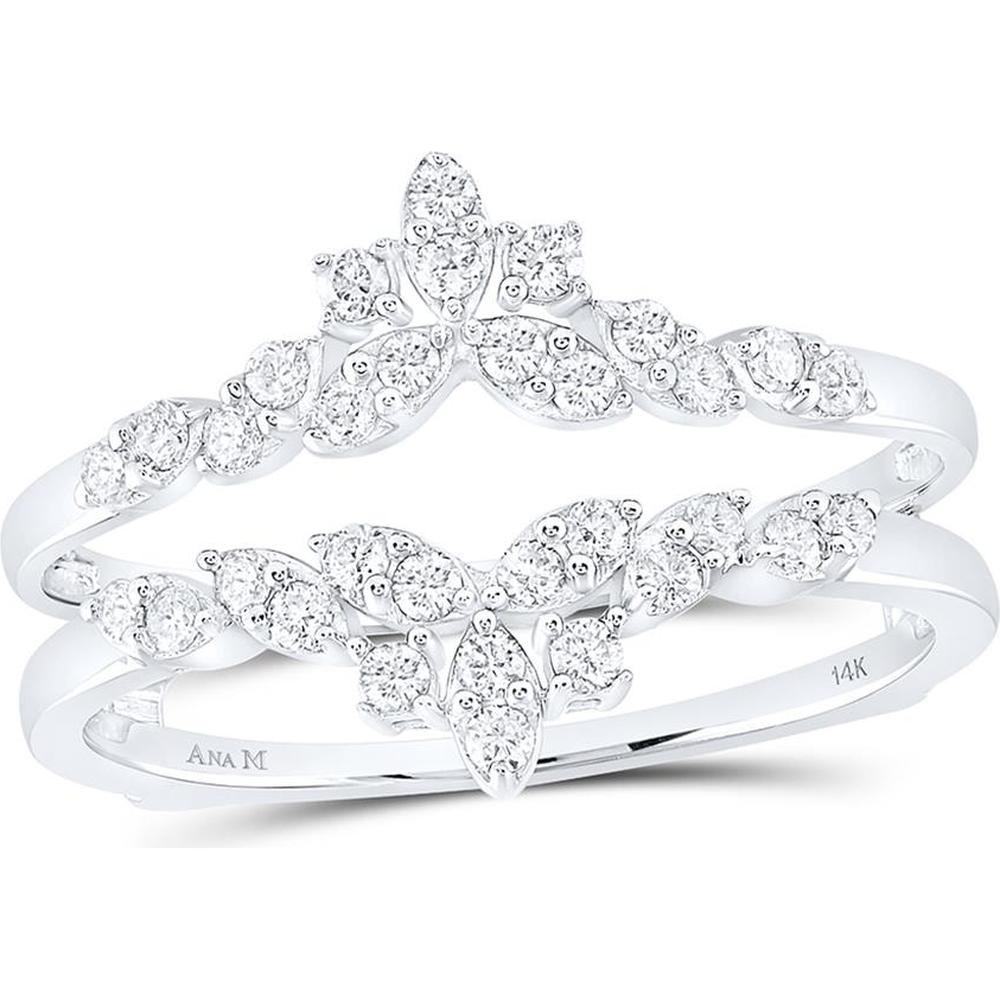 GND 14K White Gold Round Diamond Wrap Ring Guard Enhancer - 0.33 Carat Total Diamond Weight
