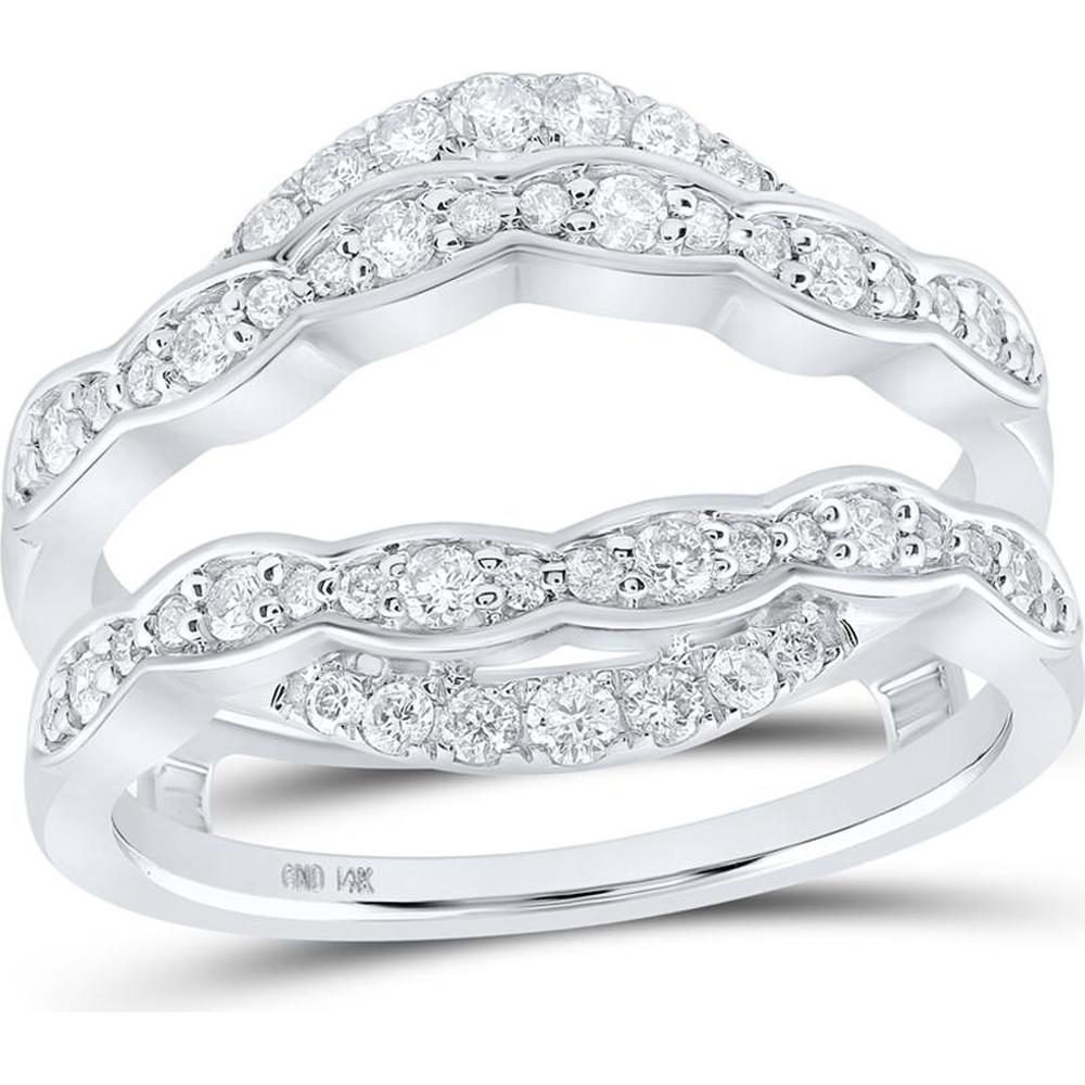 GND 14K White Gold Round Diamond Wrap Ring Guard Enhancer - 0.50 Carat Total Diamond Weight