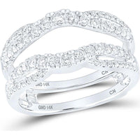 GND 14K White Gold Round Diamond Wrap Ring Guard Enhancer - 0.63 Carat Total Diamond Weight