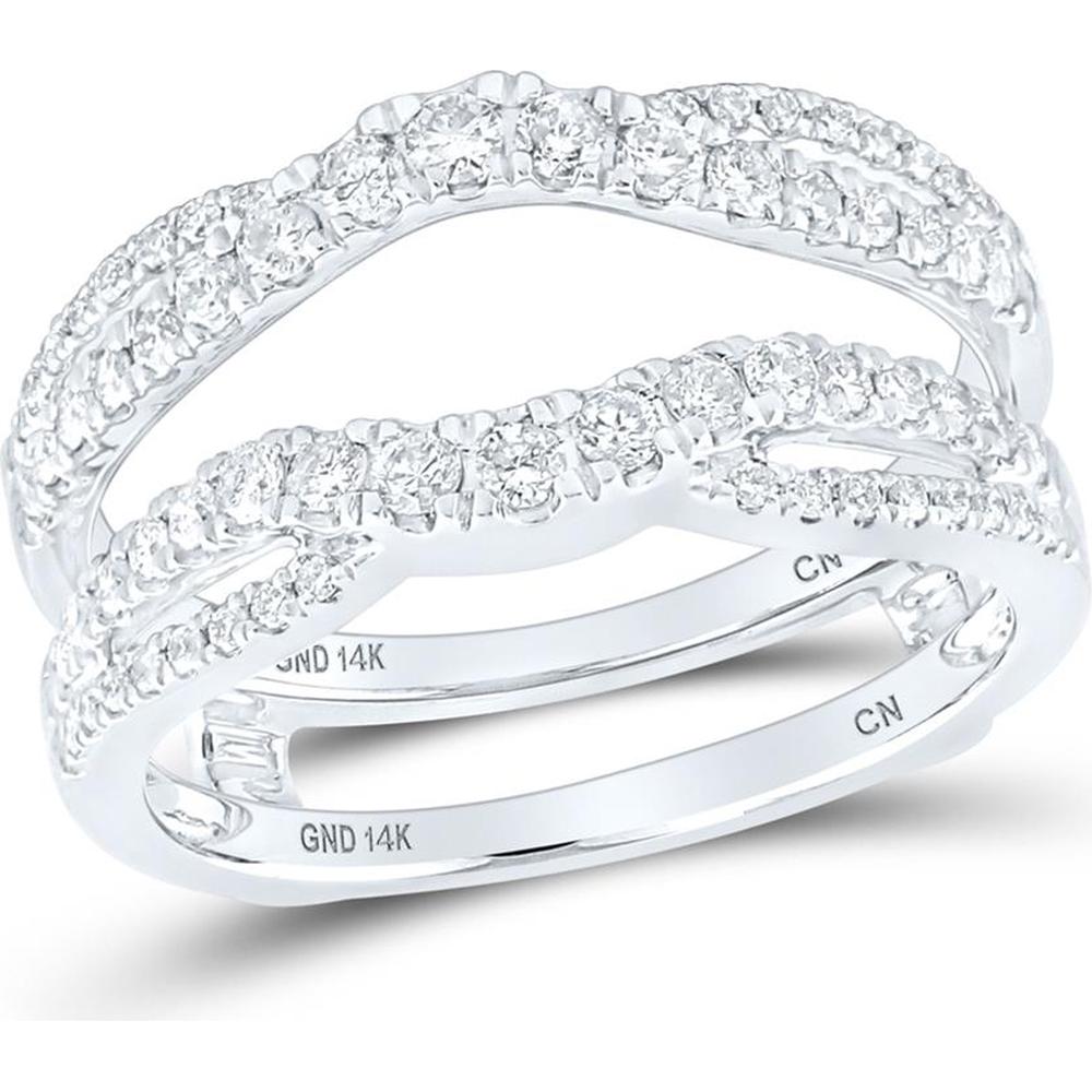 GND 14K White Gold Round Diamond Wrap Ring Guard Enhancer - 0.63 Carat Total Diamond Weight