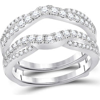 GND 14K White Gold Round Diamond Wrap Ring Guard Enhancer - 0.63 Carat Total Diamond Weight
