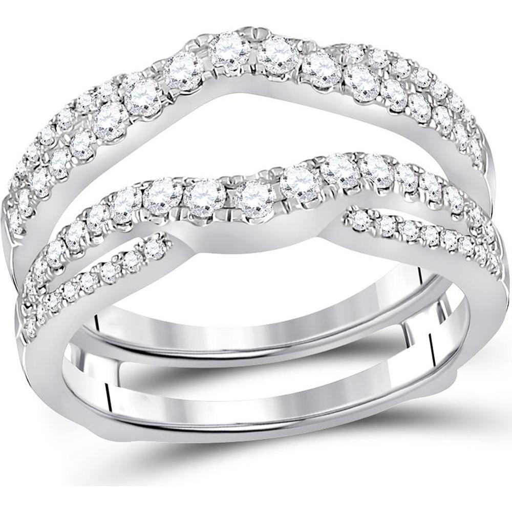 GND 14K White Gold Round Diamond Wrap Ring Guard Enhancer - 0.63 Carat Total Diamond Weight