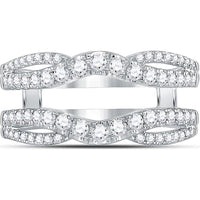 GND 14K White Gold Round Diamond Wrap Ring Guard Enhancer - 0.63 Carat Total Diamond Weight