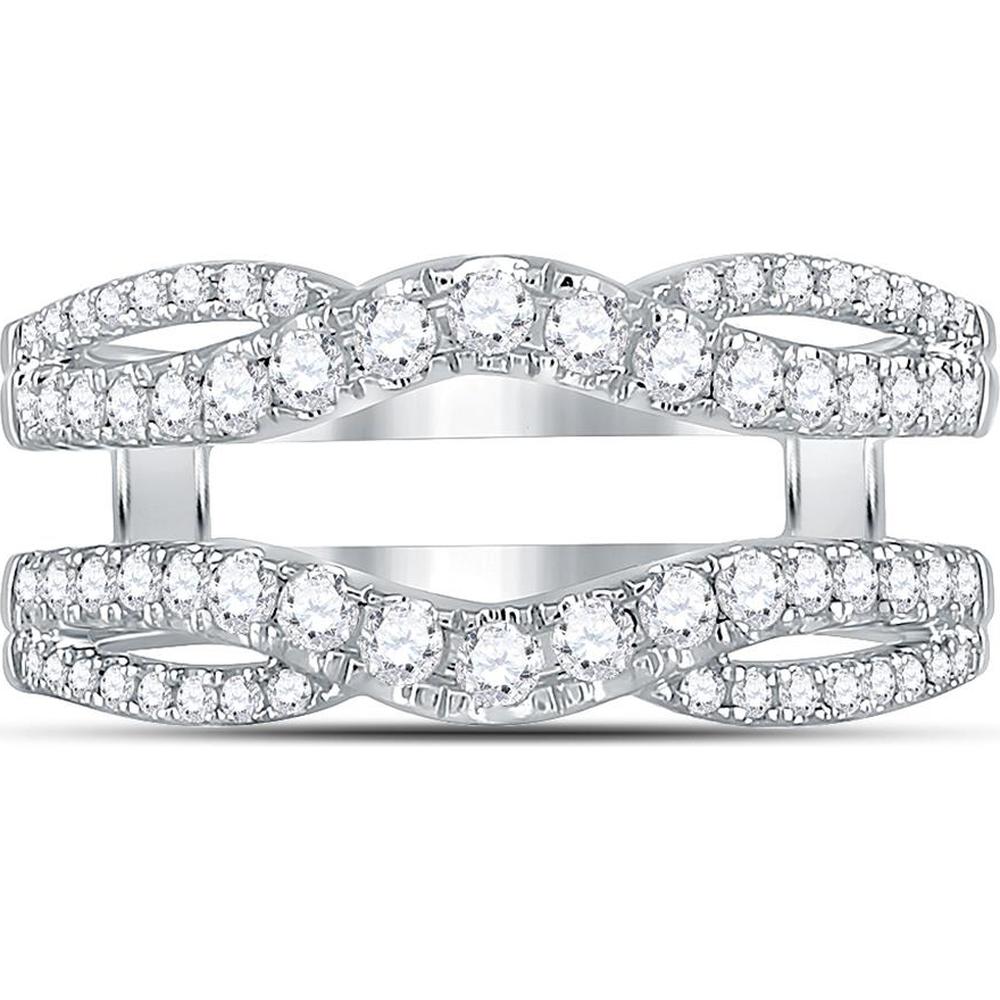 GND 14K White Gold Round Diamond Wrap Ring Guard Enhancer - 0.63 Carat Total Diamond Weight