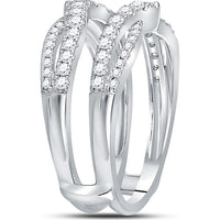 GND 14K White Gold Round Diamond Wrap Ring Guard Enhancer - 0.63 Carat Total Diamond Weight