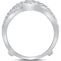 GND 14K White Gold Round Diamond Wrap Ring Guard Enhancer - 0.63 Carat Total Diamond Weight