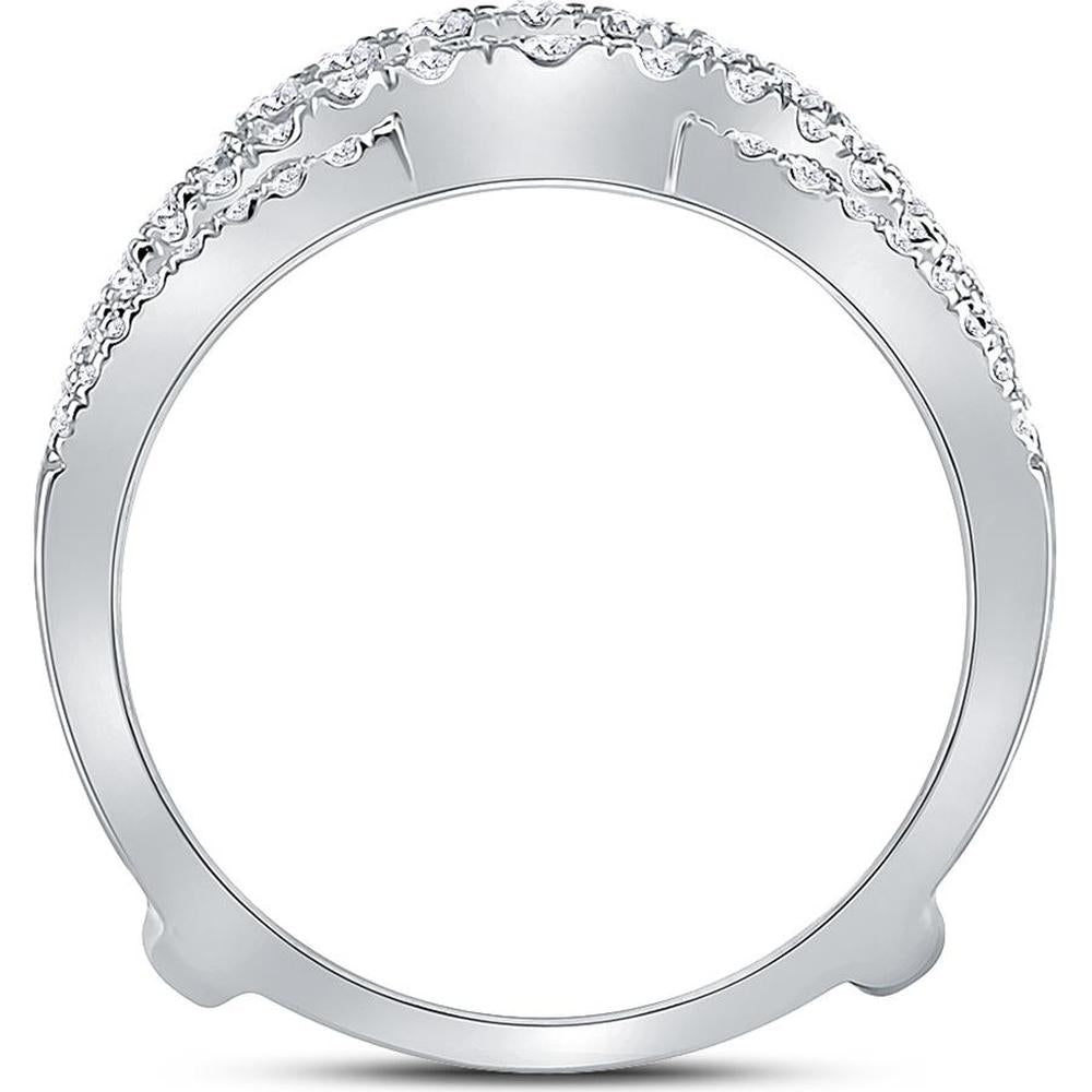 GND 14K White Gold Round Diamond Wrap Ring Guard Enhancer - 0.63 Carat Total Diamond Weight