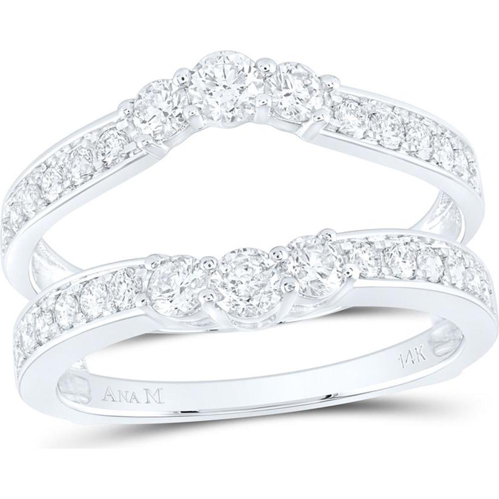 GND 14K White Gold Round Diamond Wrap Ring Guard Enhancer - 1.00 Carat Total Diamond Weight