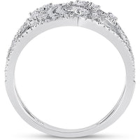 GND 14K White Gold Scattered Round and Baguette Diamond Fashion Ring - 1/2 Total Carat Weight
