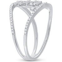 GND 14K White Gold Scattered Round and Baguette Diamond Fashion Ring - 1/2 Total Carat Weight