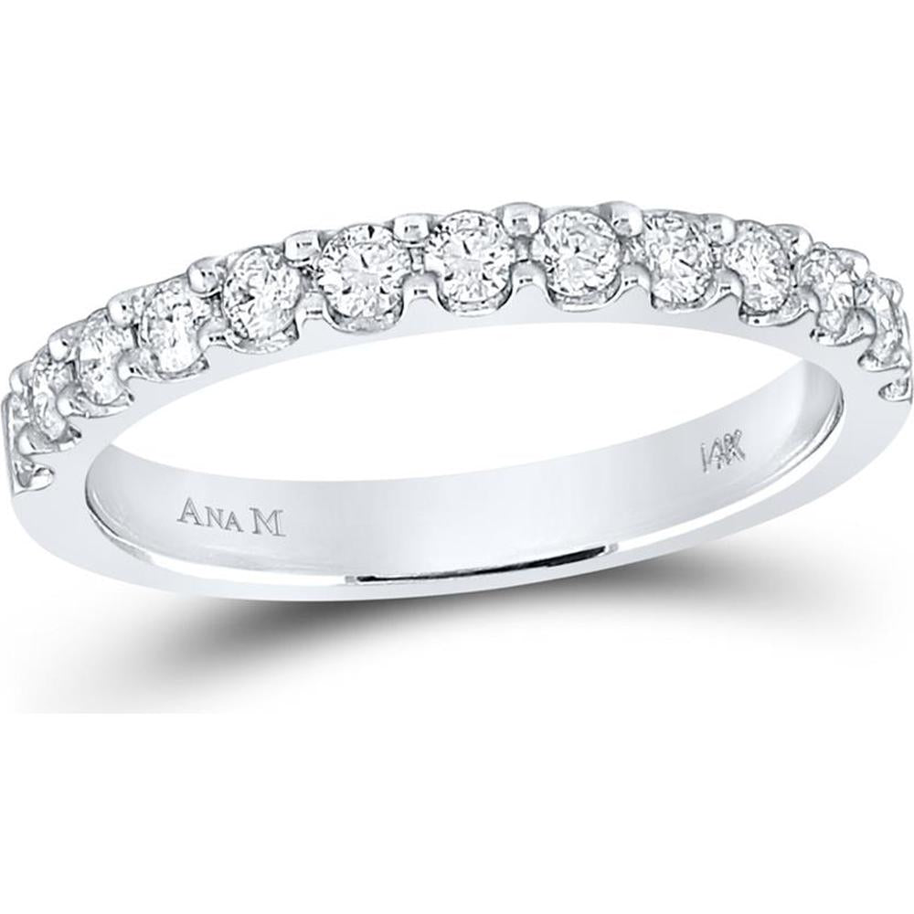GND 14K White Gold Single Row Band with Prong-Set Round Diamonds - 1/2 Total Carat Weight