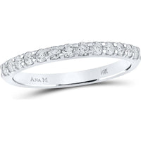 GND 14K White Gold Single Row Prong-Set Round Diamond Wedding Band - 1/3 Total Carat Weight