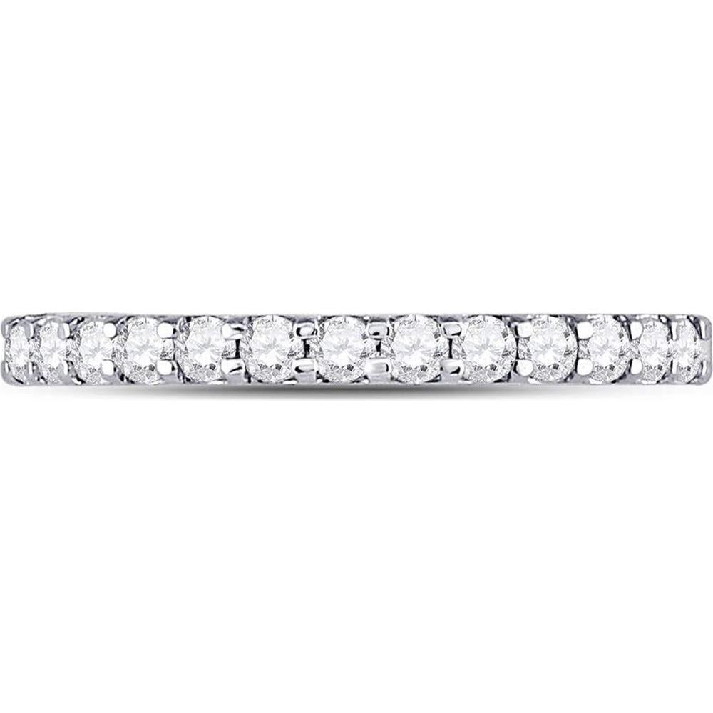 GND 14K White Gold Single Row Prong-Set Round Diamond Wedding Band - 1/3 Total Carat Weight