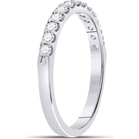 GND 14K White Gold Single Row Prong-Set Round Diamond Wedding Band - 1/3 Total Carat Weight