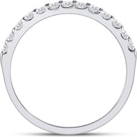 GND 14K White Gold Single Row Prong-Set Round Diamond Wedding Band - 1/3 Total Carat Weight