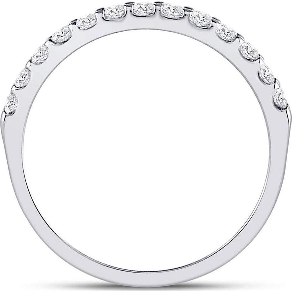 GND 14K White Gold Single Row Prong-Set Round Diamond Wedding Band - 1/3 Total Carat Weight
