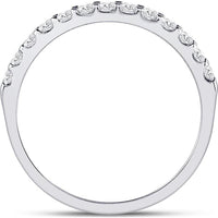 GND 14K White Gold Single Row Prong-Set Round Diamond Wedding Band - 1/3 Total Carat Weight