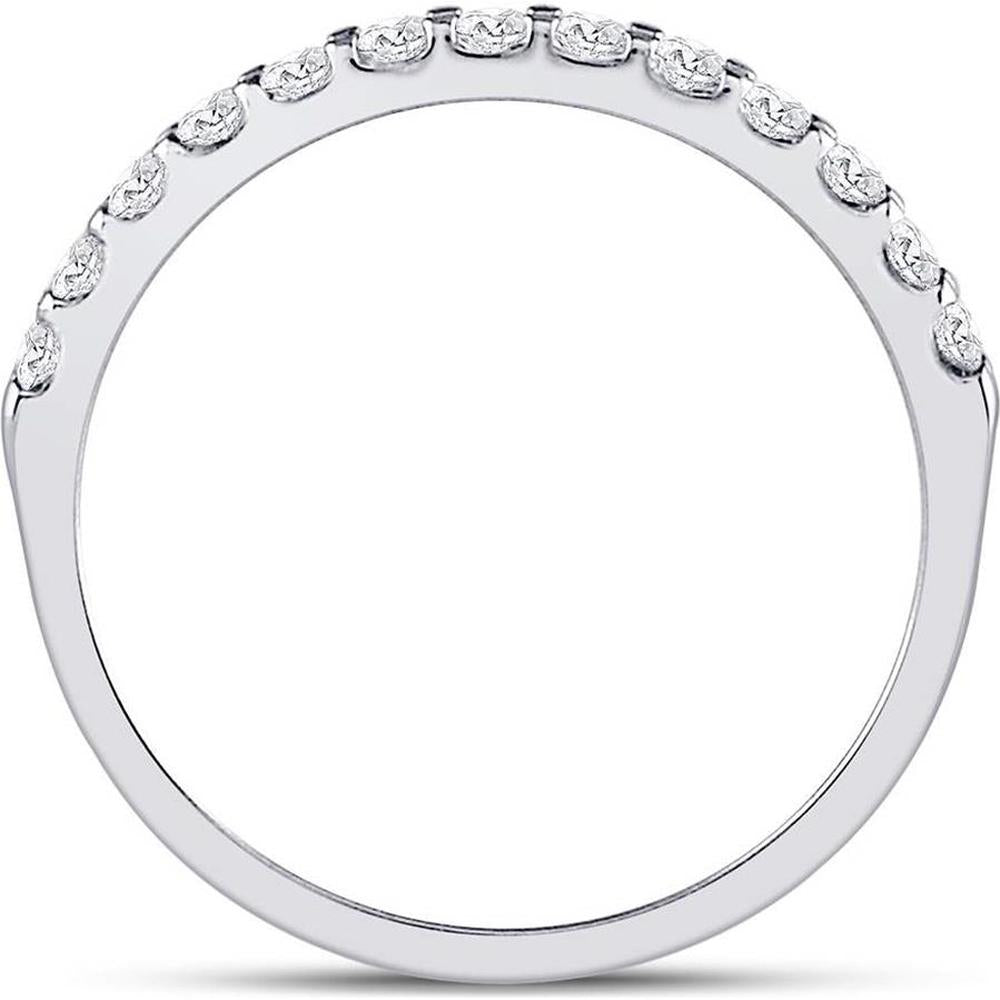 GND 14K White Gold Single Row Prong-Set Round Diamond Wedding Band - 1/3 Total Carat Weight
