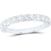 GND 14K White Gold Single Row Round Diamond Band Ring - 1.53 Carat Total Diamond Weight