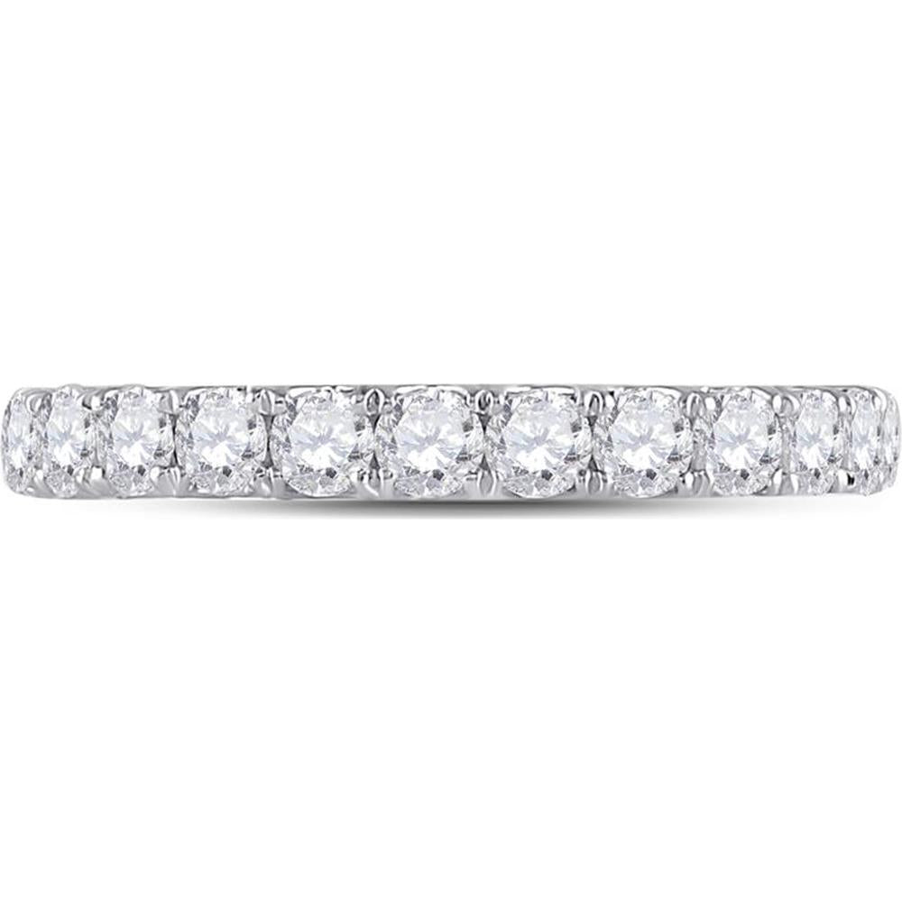 GND 14K White Gold Single Row Round Diamond Band Ring - 1.53 Carat Total Diamond Weight