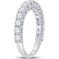 GND 14K White Gold Single Row Round Diamond Band Ring - 1.53 Carat Total Diamond Weight
