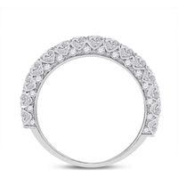 GND 14K White Gold Single Row Round Diamond Band Ring - 1.53 Carat Total Diamond Weight