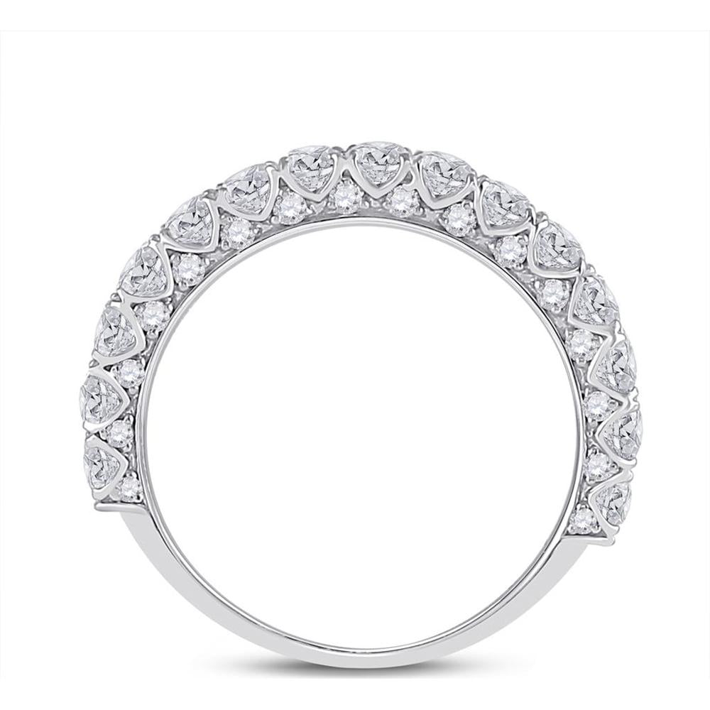 GND 14K White Gold Single Row Round Diamond Band Ring - 1.53 Carat Total Diamond Weight
