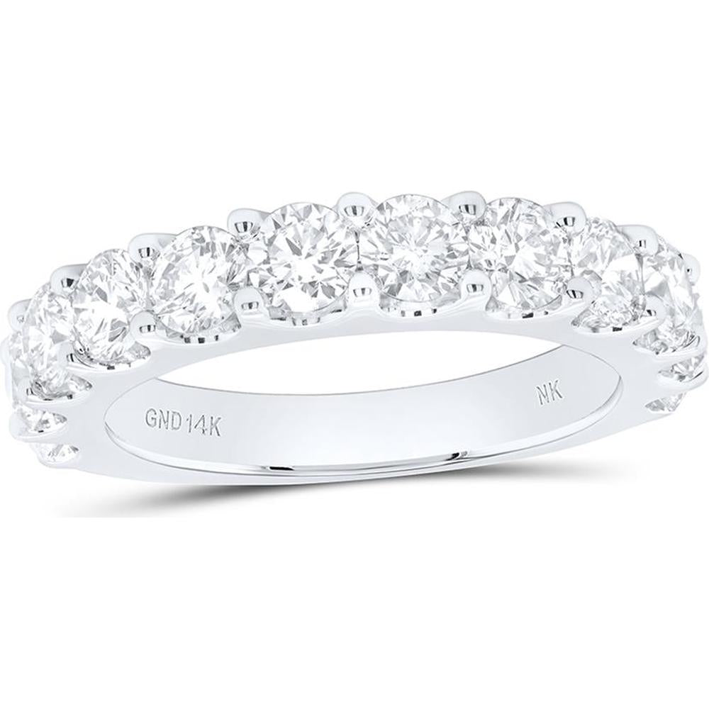 GND 14K White Gold Single Row Round Diamond Wedding Band - 2.01 Carat Total Diamond Weight