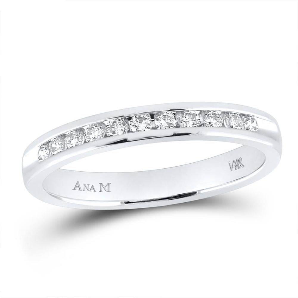 GND 14K White Gold Slender 2.5 mm Channel-Set Round Diamond Wedding Band - 0.25 Carat Total Diamond Weight