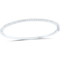 GND 14K White Gold Stackable Bangle with Prong-Set Round Diamonds - 1.01 Carat Total Diamond Weight