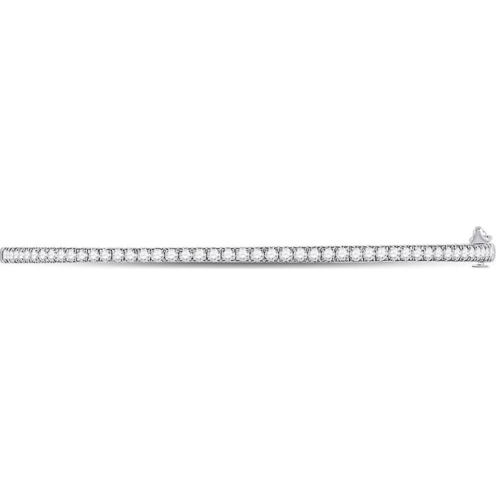 GND 14K White Gold Stackable Bangle with Prong-Set Round Diamonds - 1.01 Carat Total Diamond Weight
