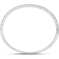 GND 14K White Gold Stackable Bangle with Prong-Set Round Diamonds - 1.01 Carat Total Diamond Weight