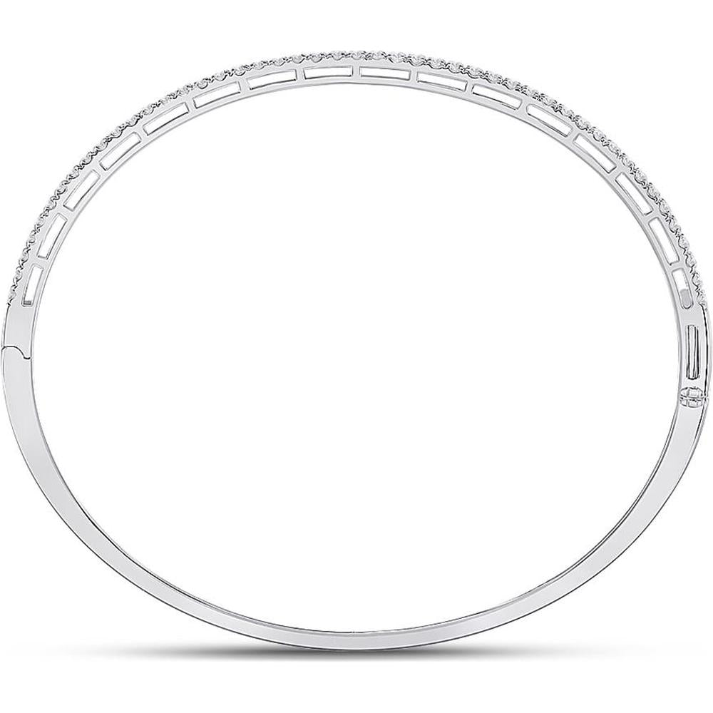 GND 14K White Gold Stackable Bangle with Prong-Set Round Diamonds - 1.01 Carat Total Diamond Weight