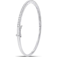 GND 14K White Gold Stackable Bangle with Prong-Set Round Diamonds - 1.01 Carat Total Diamond Weight