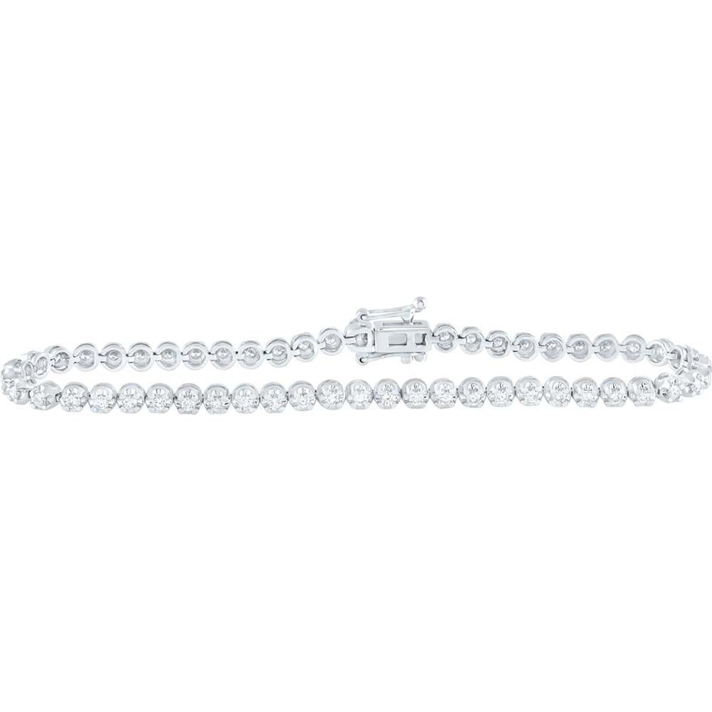 GND 14K White Gold Tennis Bracelet with Channel-Set Round Diamonds - 1.00 Carat Total Diamond Weight