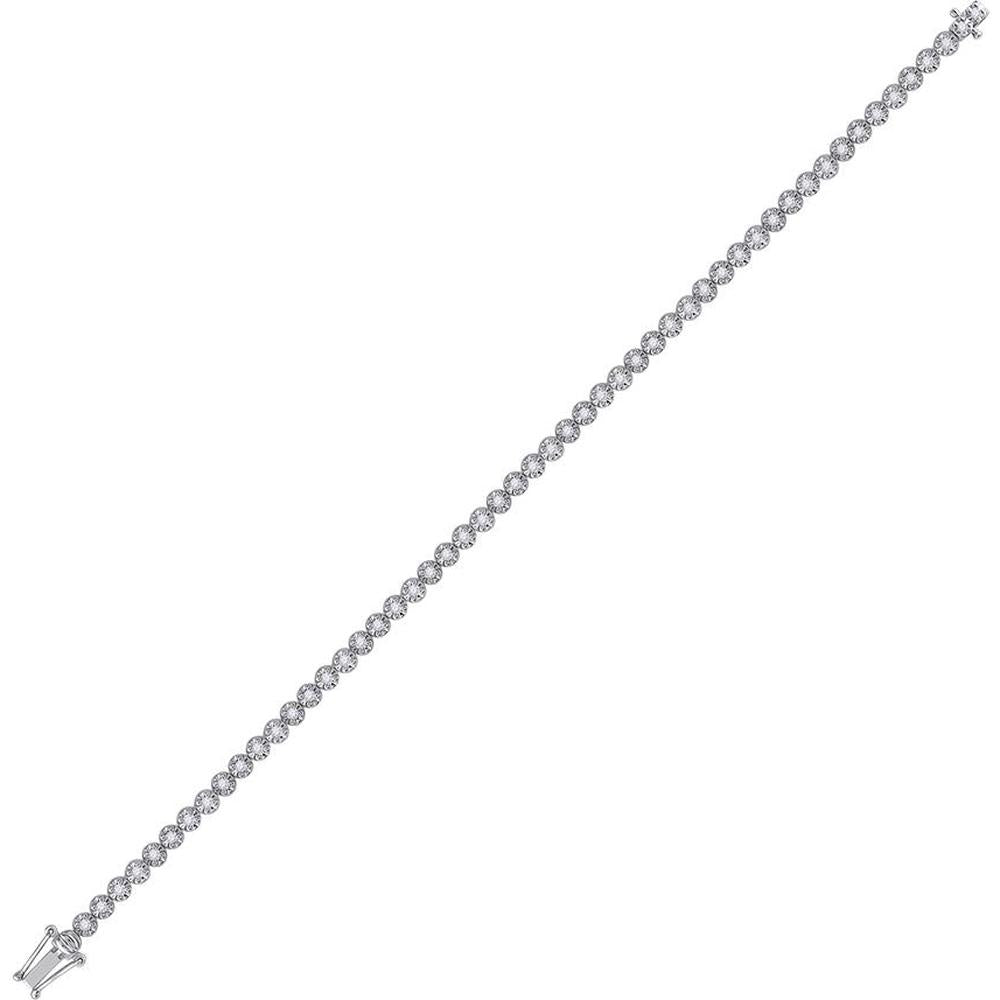 GND 14K White Gold Tennis Bracelet with Channel-Set Round Diamonds - 1.00 Carat Total Diamond Weight