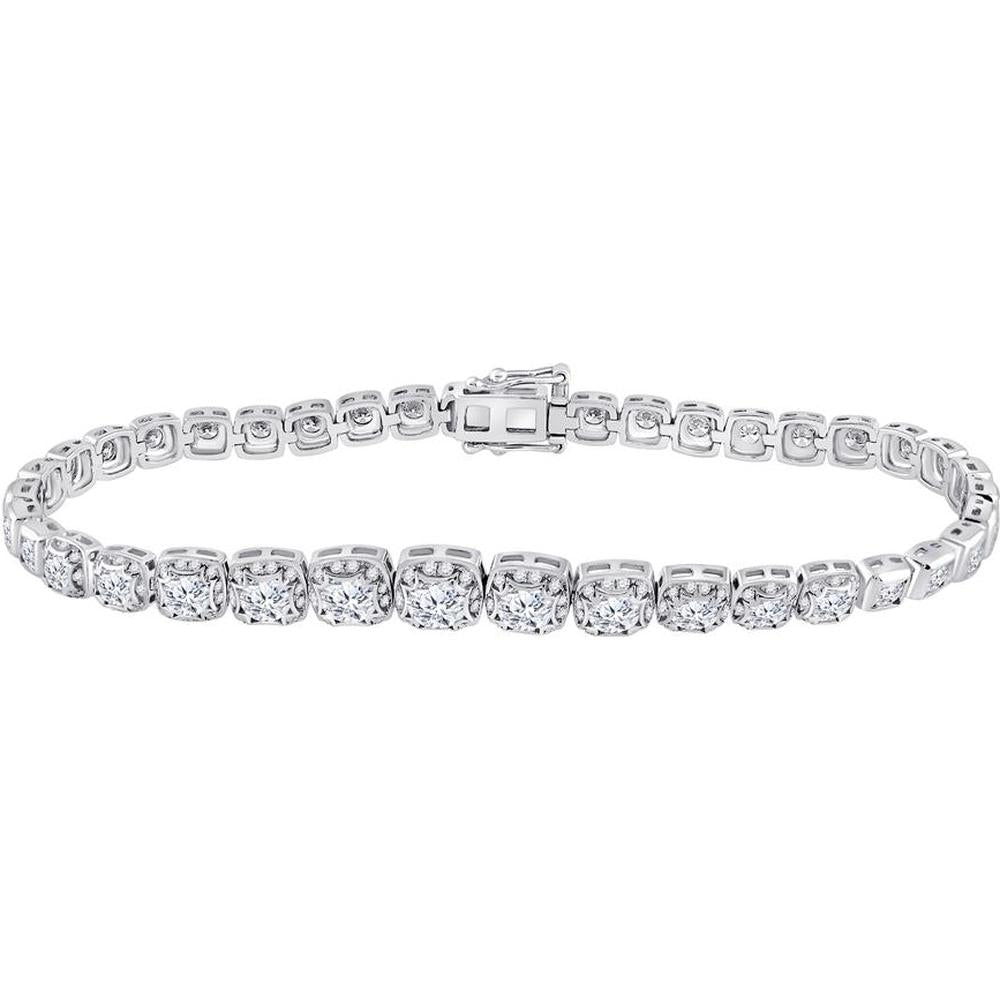 GND 14K White Gold Tennis Bracelet with Prong-Set Round Diamonds – 3.75 Carat Total Diamond Weight