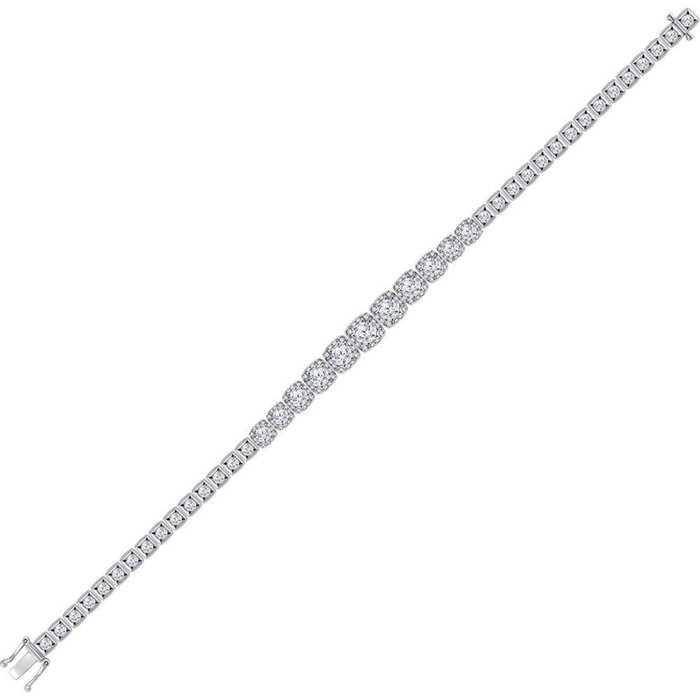 GND 14K White Gold Tennis Bracelet with Prong-Set Round Diamonds – 3.75 Carat Total Diamond Weight