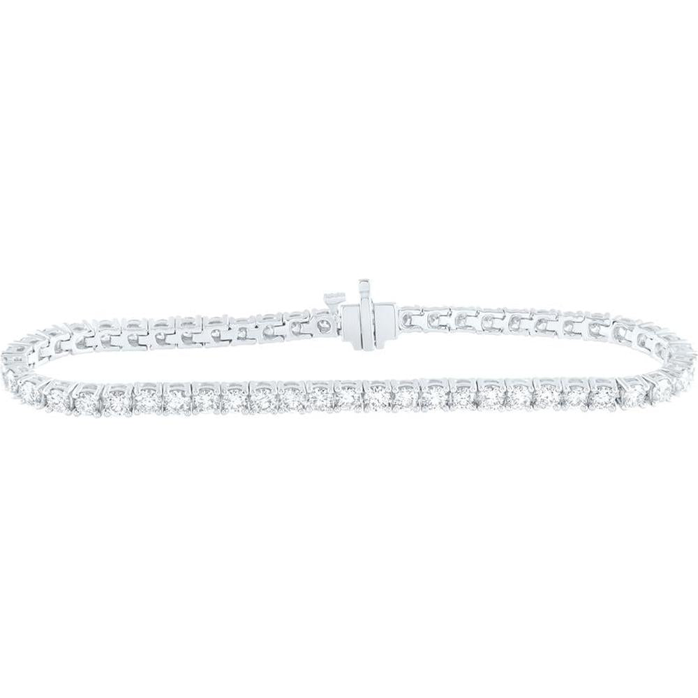 GND 14K White Gold Tennis Bracelet with Prong-Set Round Diamonds - 5.02 Carat Total Diamond Weight