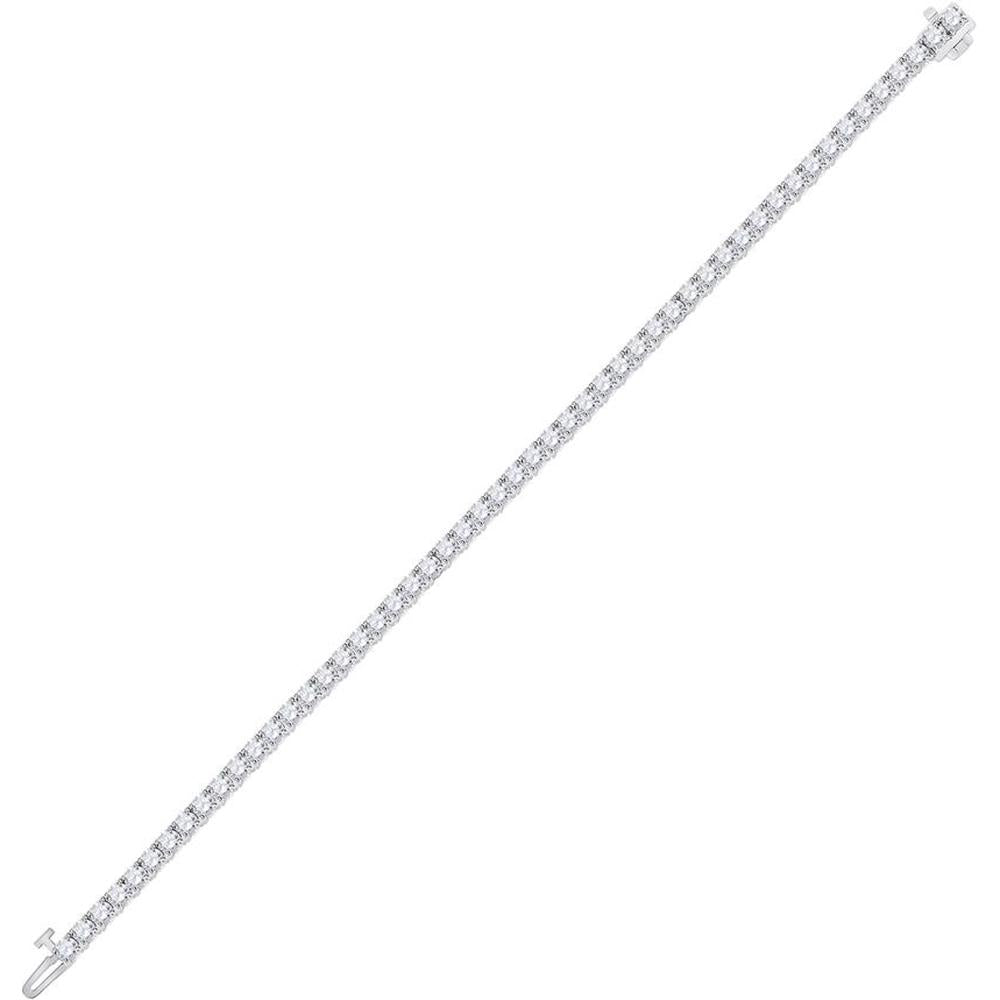 GND 14K White Gold Tennis Bracelet with Prong-Set Round Diamonds - 5.02 Carat Total Diamond Weight