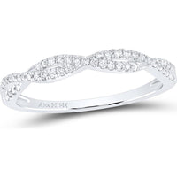 GND 14K White Gold Twist Band Ring with Prong-Set Round Diamonds - 1/6 Total Carat Weight