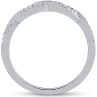 GND 14K White Gold Twist Band Ring with Prong-Set Round Diamonds - 1/6 Total Carat Weight