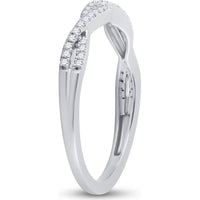 GND 14K White Gold Twist Band Ring with Prong-Set Round Diamonds - 1/6 Total Carat Weight