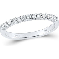 GND 14K White Gold Wedding Band with Pave-Set Round Diamonds - 1/4 Total Carat Weight
