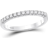 GND 14K White Gold Wedding Band with Pave-Set Round Diamonds - 1/4 Total Carat Weight