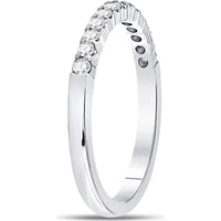 GND 14K White Gold Wedding Band with Pave-Set Round Diamonds - 1/4 Total Carat Weight