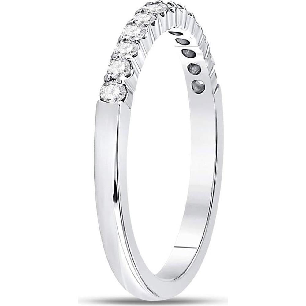 GND 14K White Gold Wedding Band with Pave-Set Round Diamonds - 1/4 Total Carat Weight