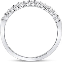 GND 14K White Gold Wedding Band with Pave-Set Round Diamonds - 1/4 Total Carat Weight